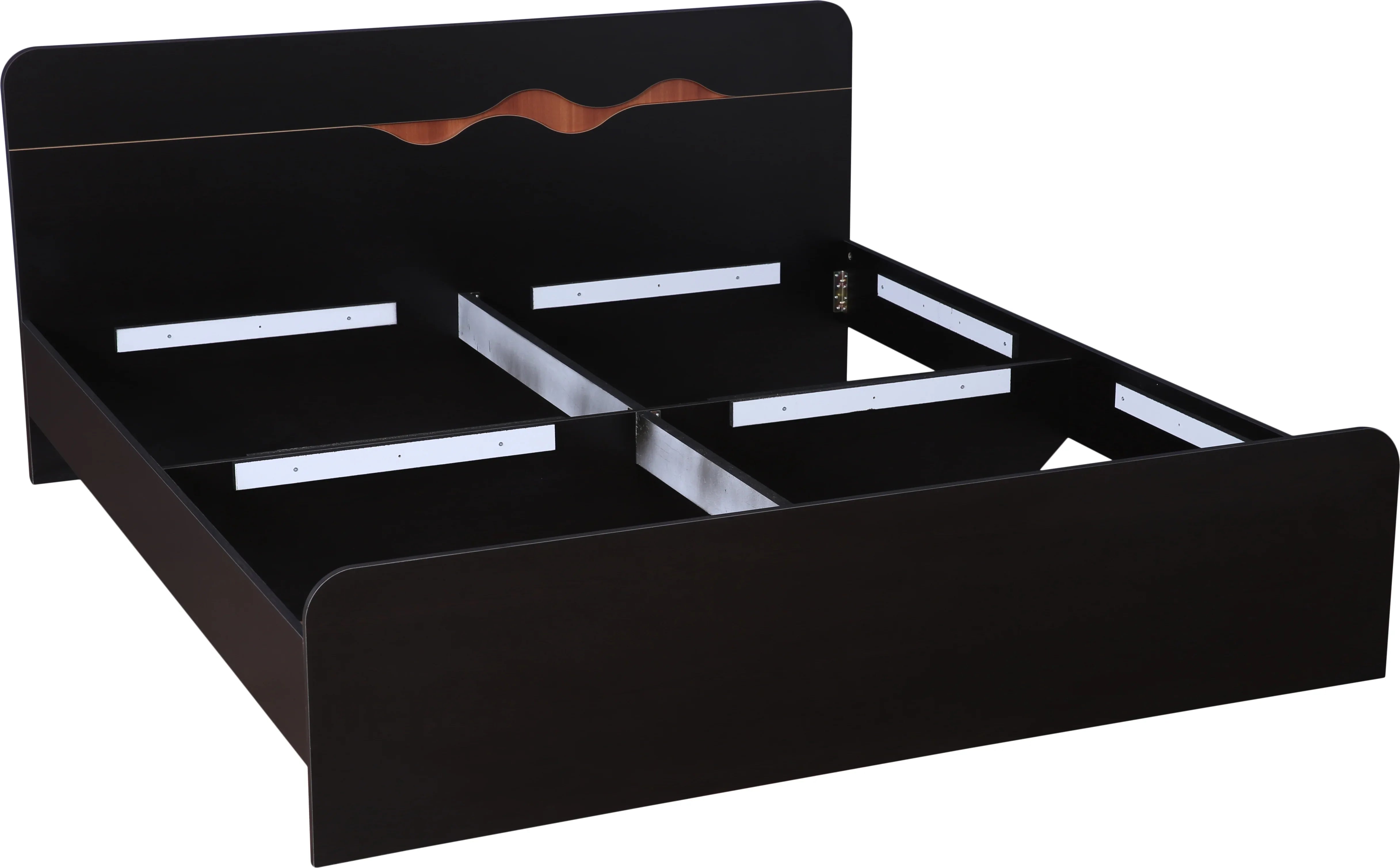 Swirl Queen bed without storage in Dark Oak Colour - HomeTown