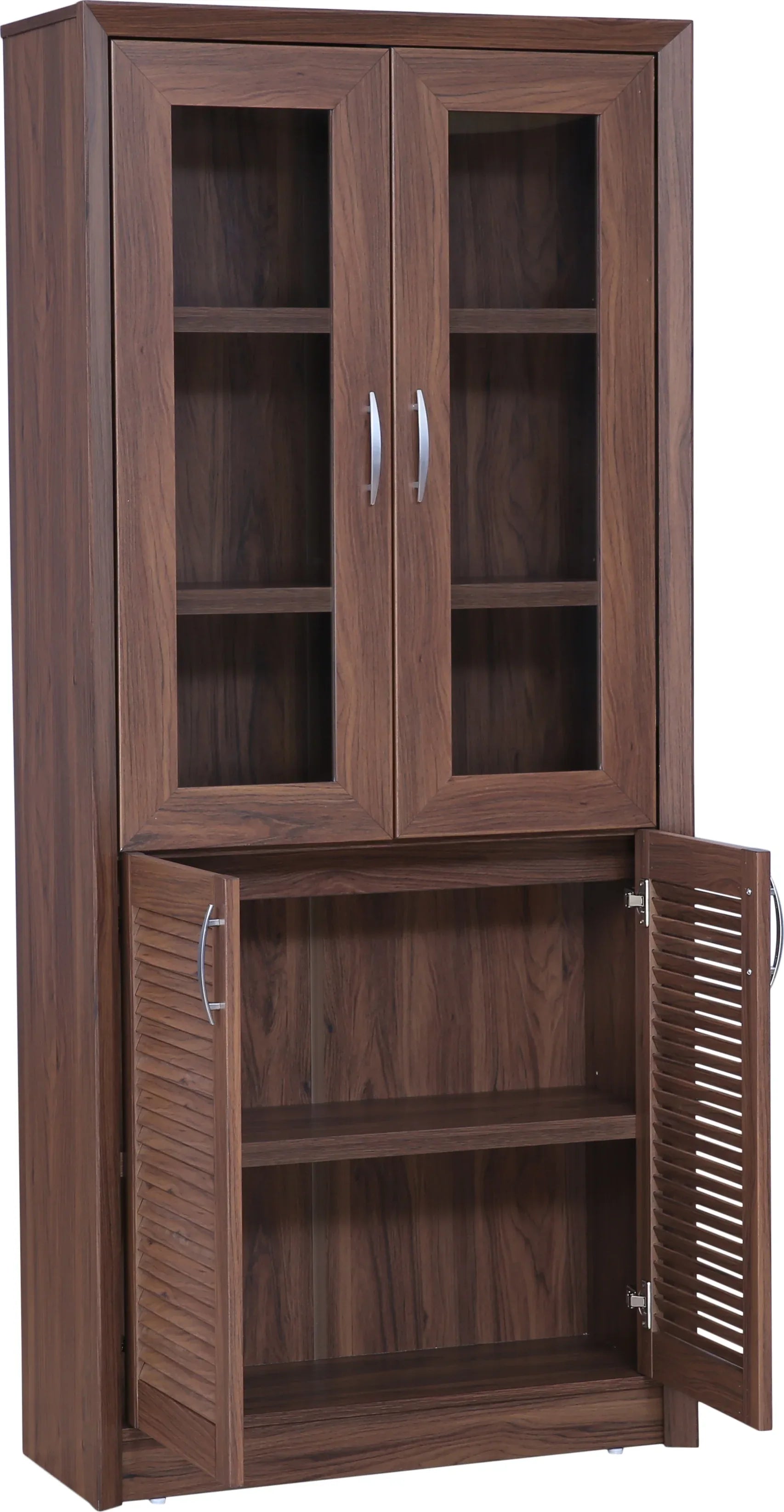 Stark Engineered Wood 4 door Book Case in Walnut Colour - HomeTown