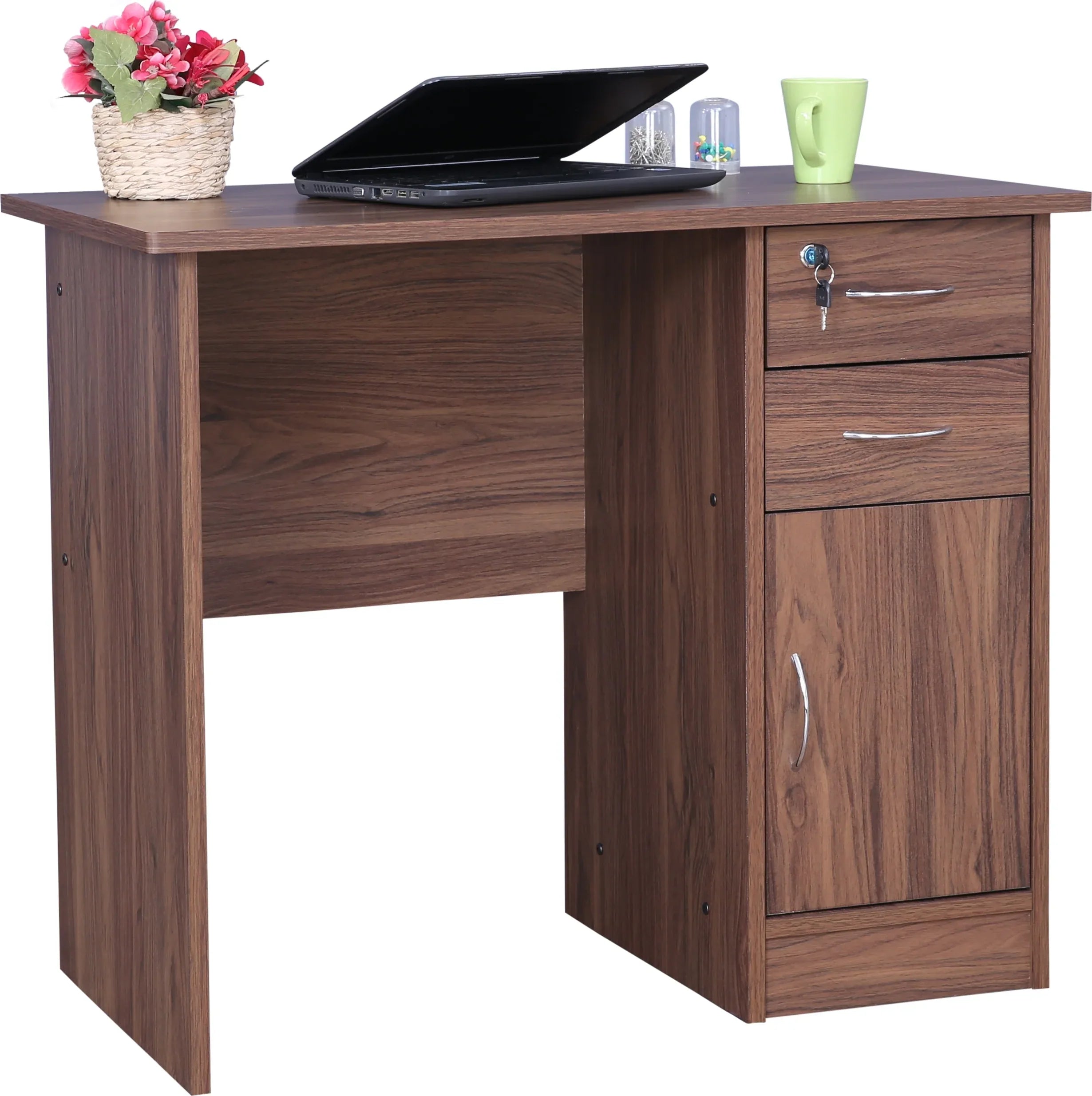 Simply Study Table with Three Drawer in Dark Walnut Colour - HomeTown
