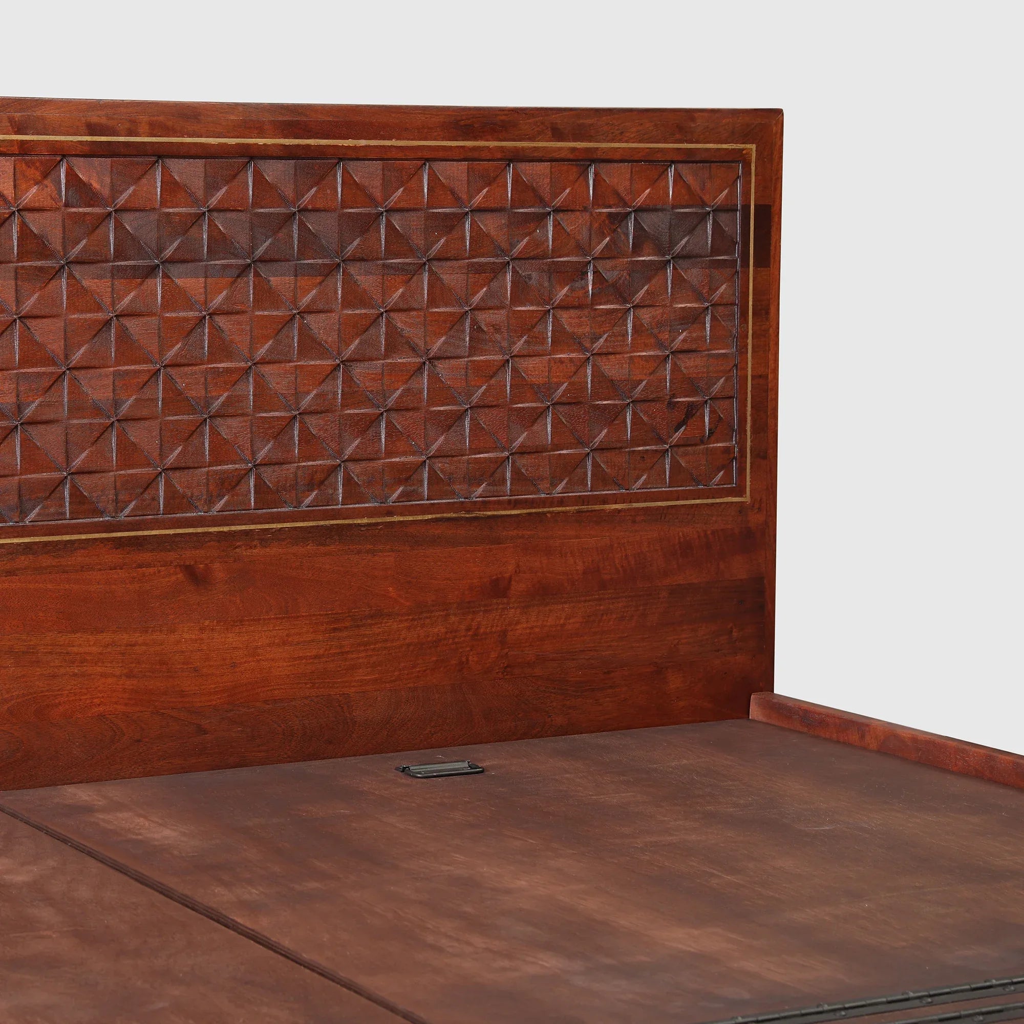 Phoolkari Sheesham Wood King Bed in Honey Finish Colour - HomeTown