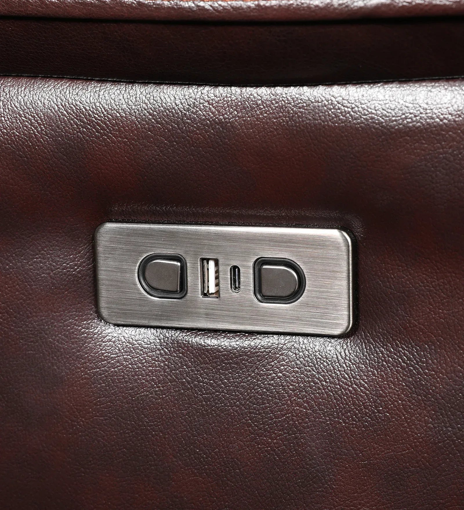 Rhine Half Leather Electric Recliner In Brown Colour - HomeTown