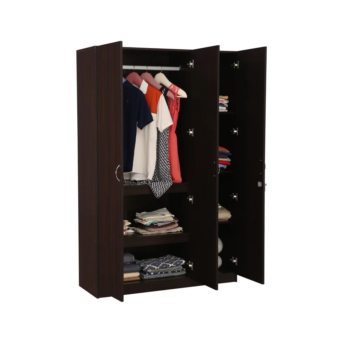 Willy Engineered Wood 3 door wardrobe in Walnut Finish - HomeTown