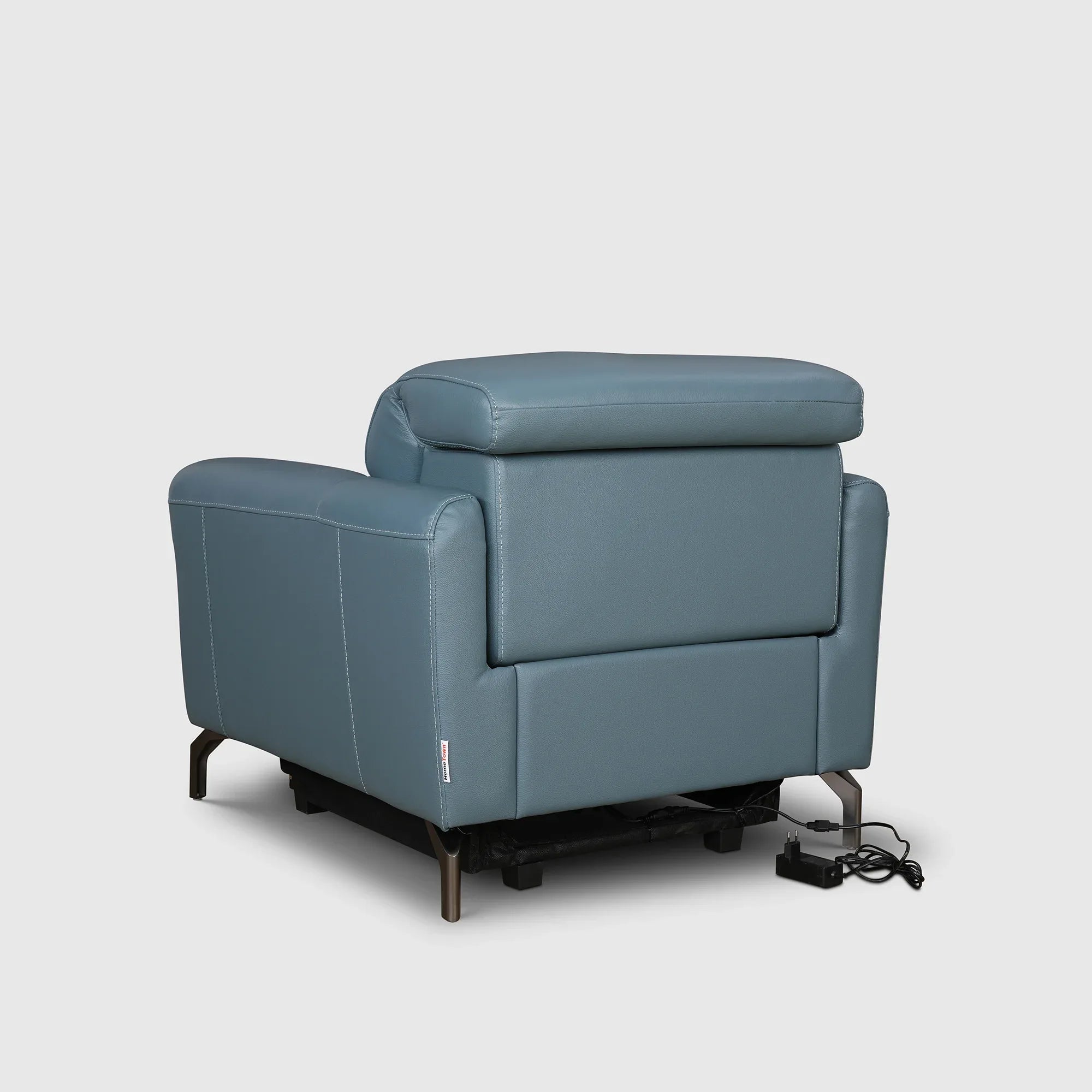 Emilia Half Leather Single Seater Electric Recliner in Blue Colour - HomeTown