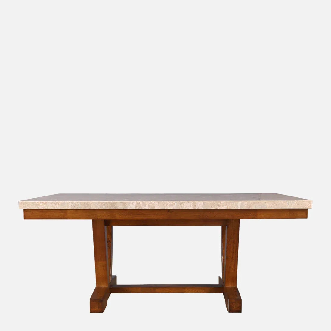 Florentine Marble Finish Six Seater Dining Set in Dark Walnut Colour - HomeTown