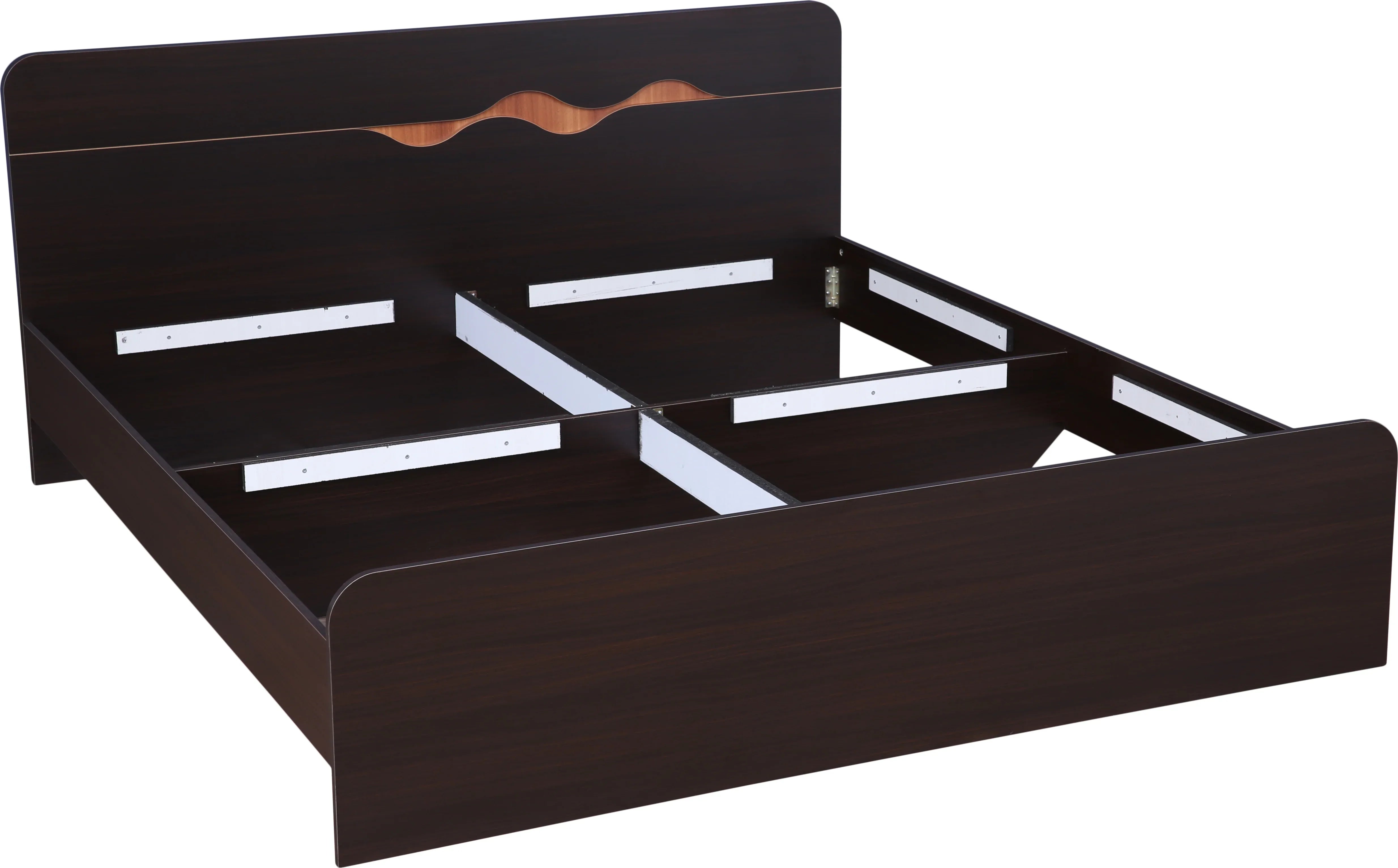 Swirl King Bed without storage in Dark Oak Colour - HomeTown