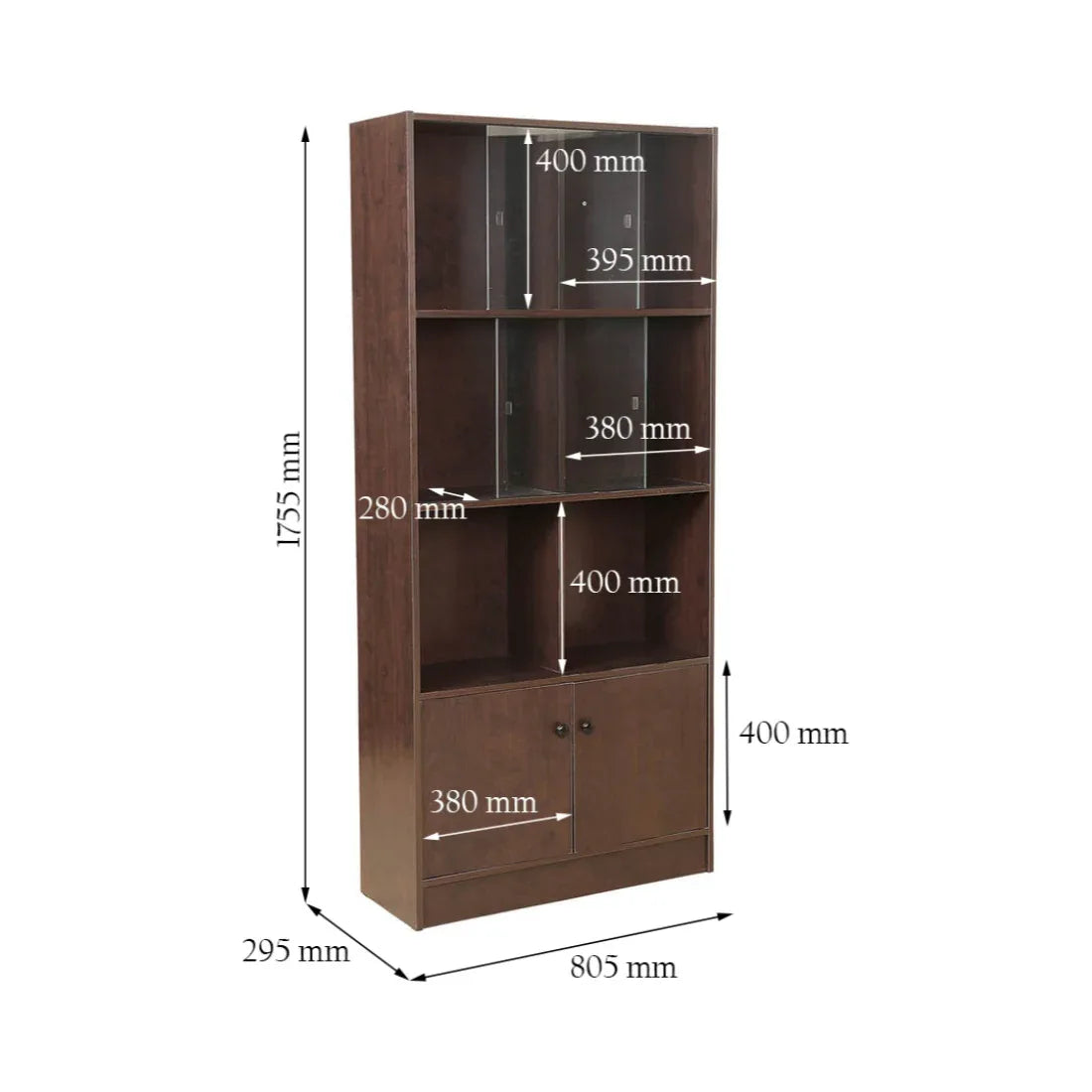 Lara Engineered Wood Large Book Shelf in Wenge Colour - HomeTown