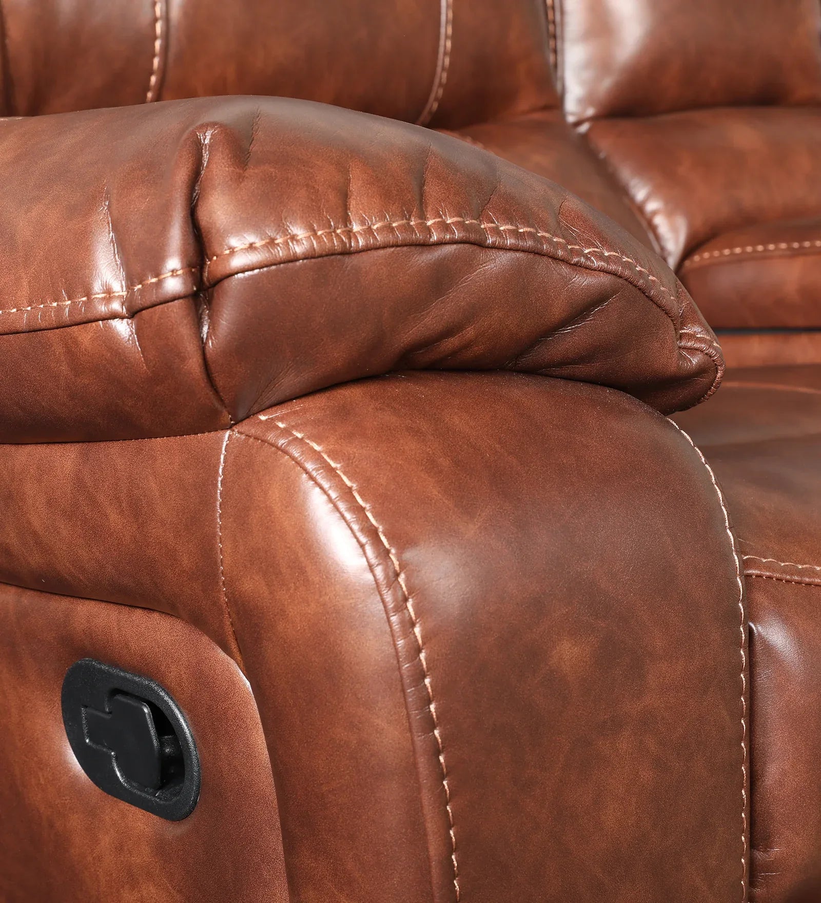 Urbano Leather Fabric Two Seater Recliner with Console in Brown Colour - HomeTown