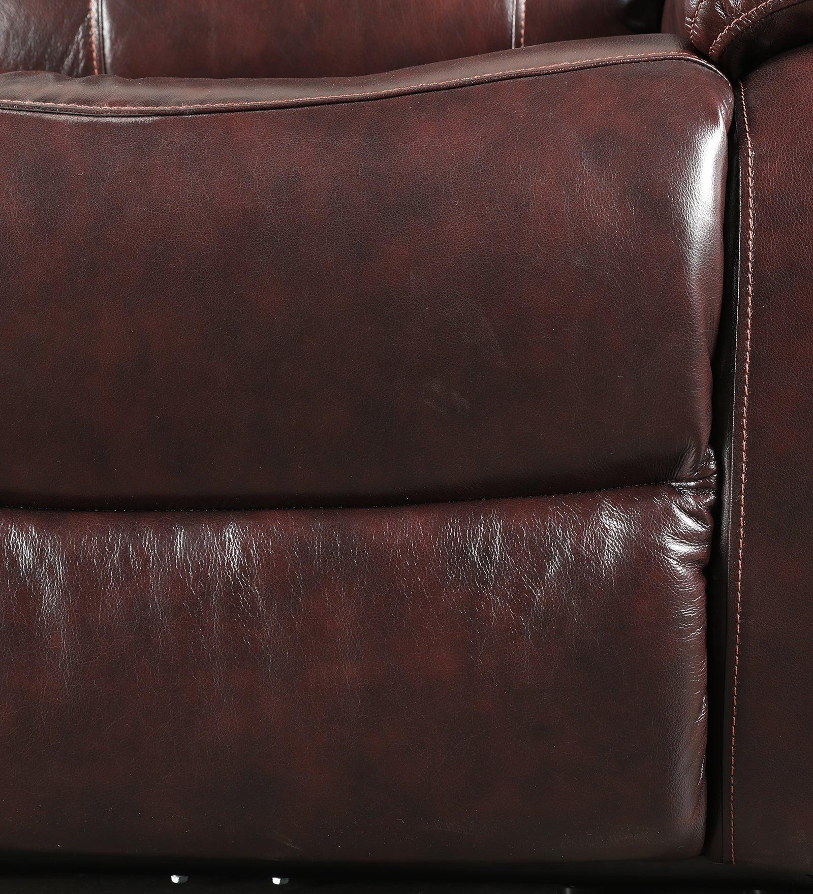 Rhine Half Leather Electric Recliner In Brown Colour - HomeTown