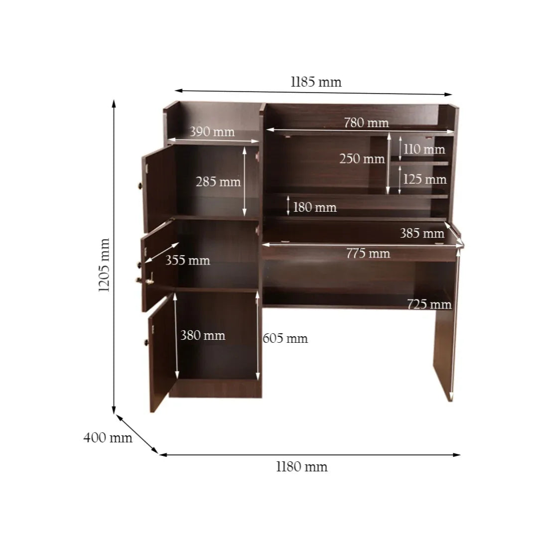 Vento Engineered Wood Study Table in Wenge Colour - HomeTown