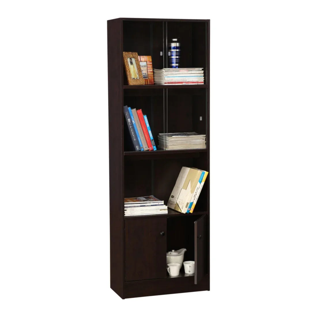 Crony Engineered Wood Medium Book Shelf in Wenge Colour - HomeTown