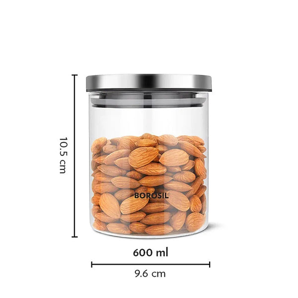 Borosil Classic Glass Jar 600Ml dimensions