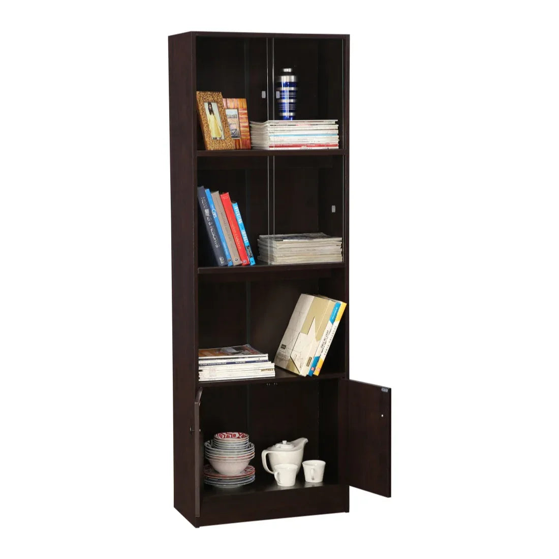 Crony Engineered Wood Medium Book Shelf in Wenge Colour - HomeTown