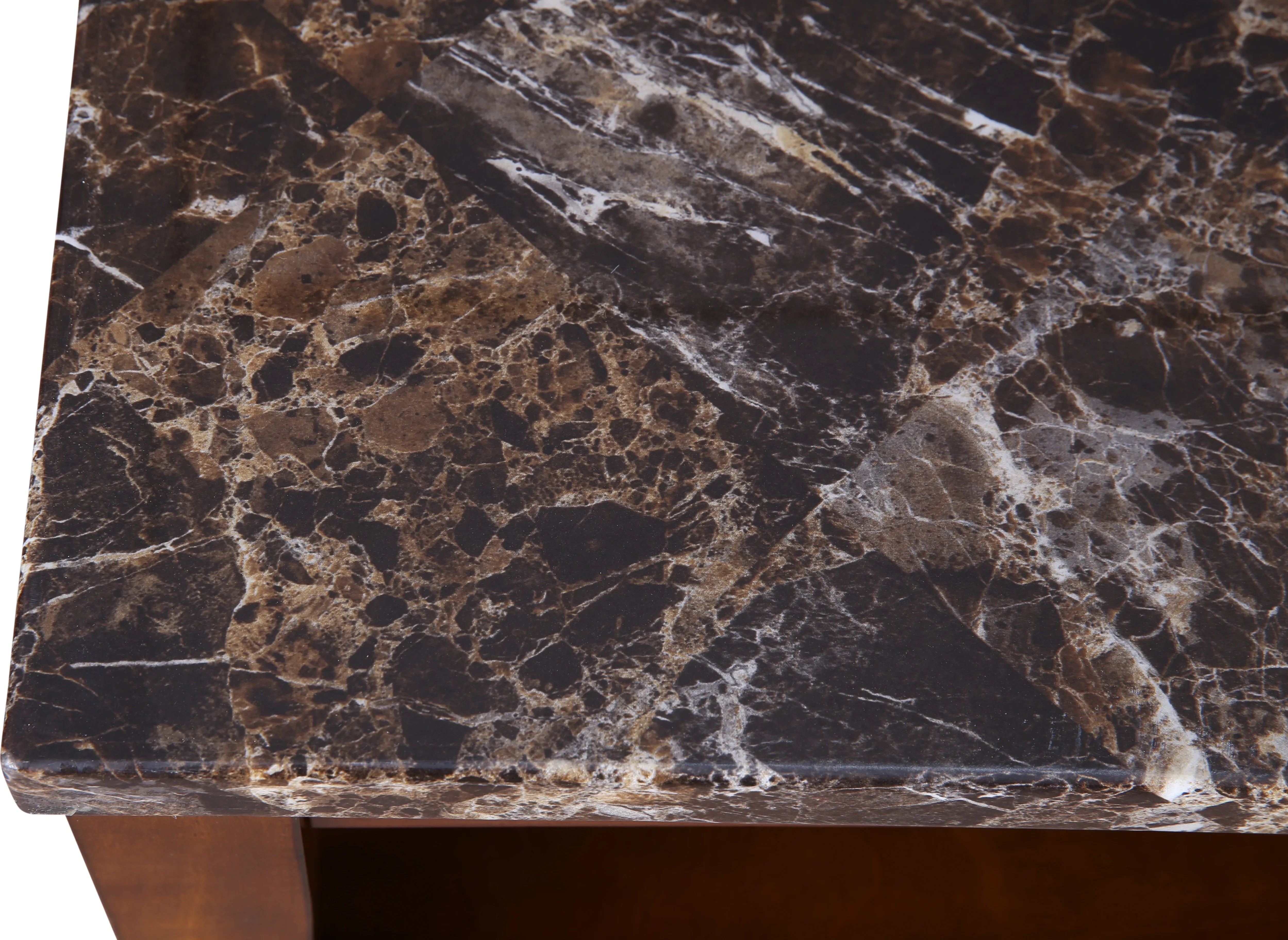 Eden Marble Finish Top Center Table in Brown Colour - HomeTown