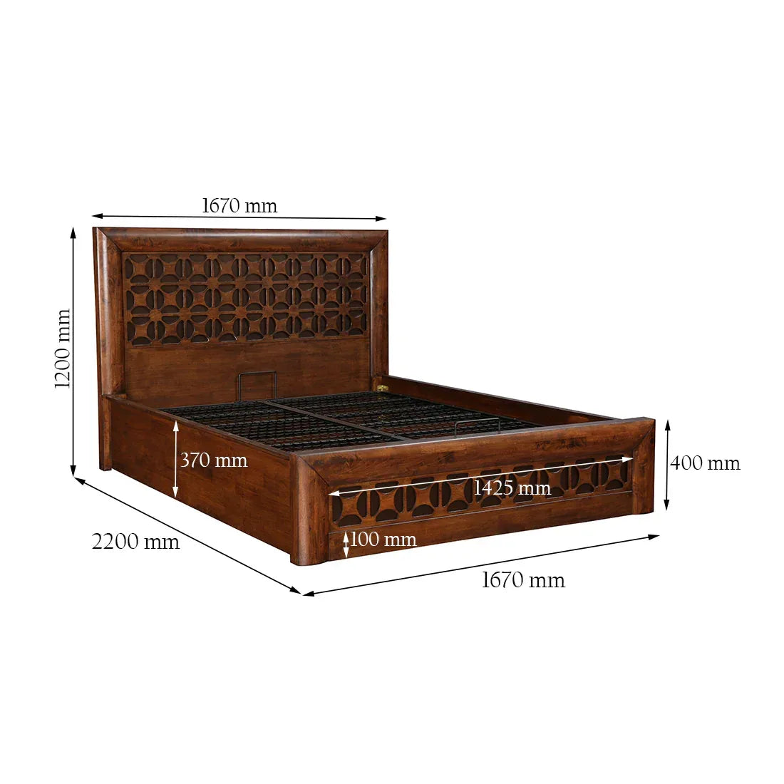 Casablanca Solidwood Bed with Hydraulic Storage in Premium Walnut Finish - HomeTown