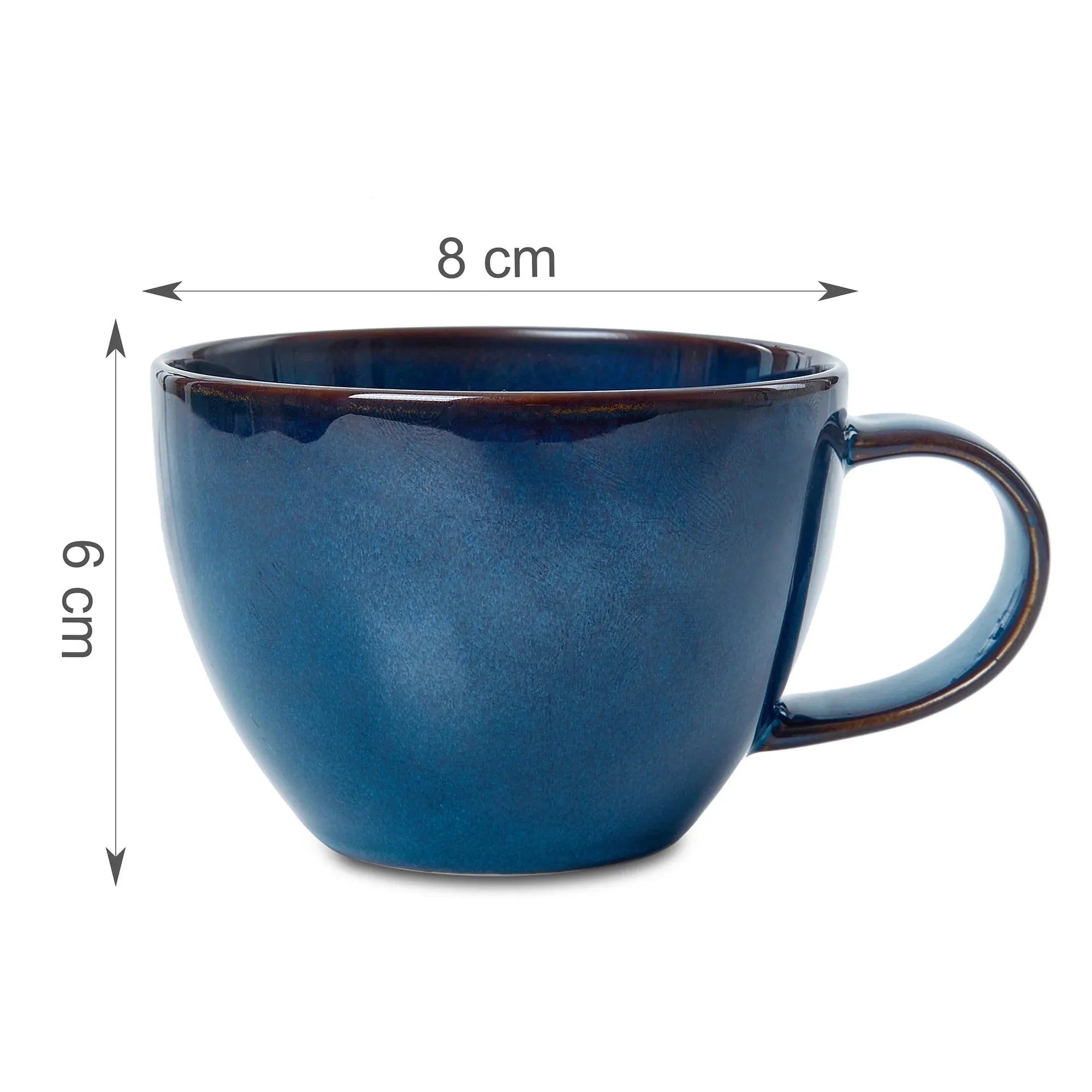 Hygge Studio Pottery Stoneware Cup & Saucer Set of 4 in Navy Blue Colour - HomeTown