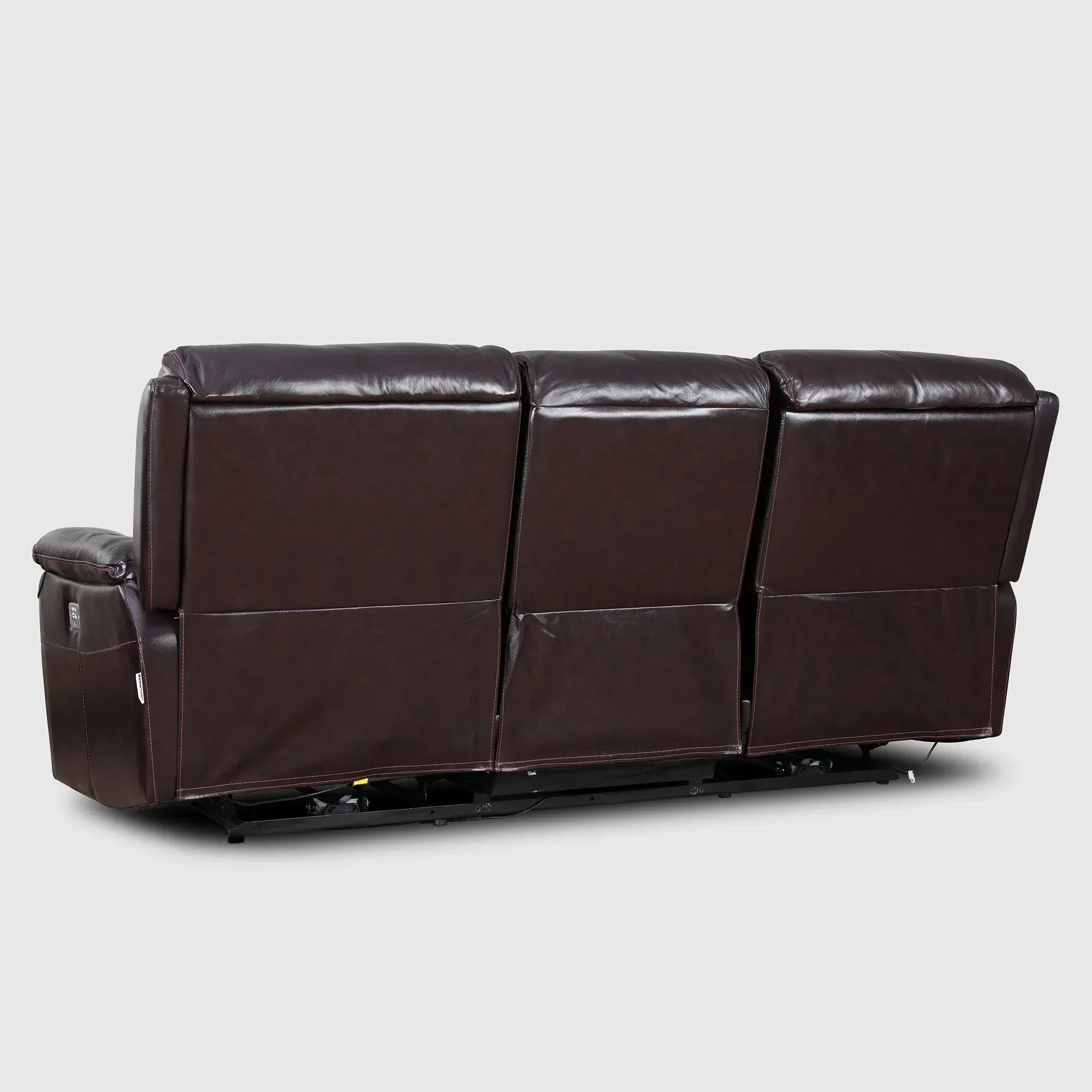 Plush Half Leather Three Seater Single Electric Recliner with Motion - HomeTown