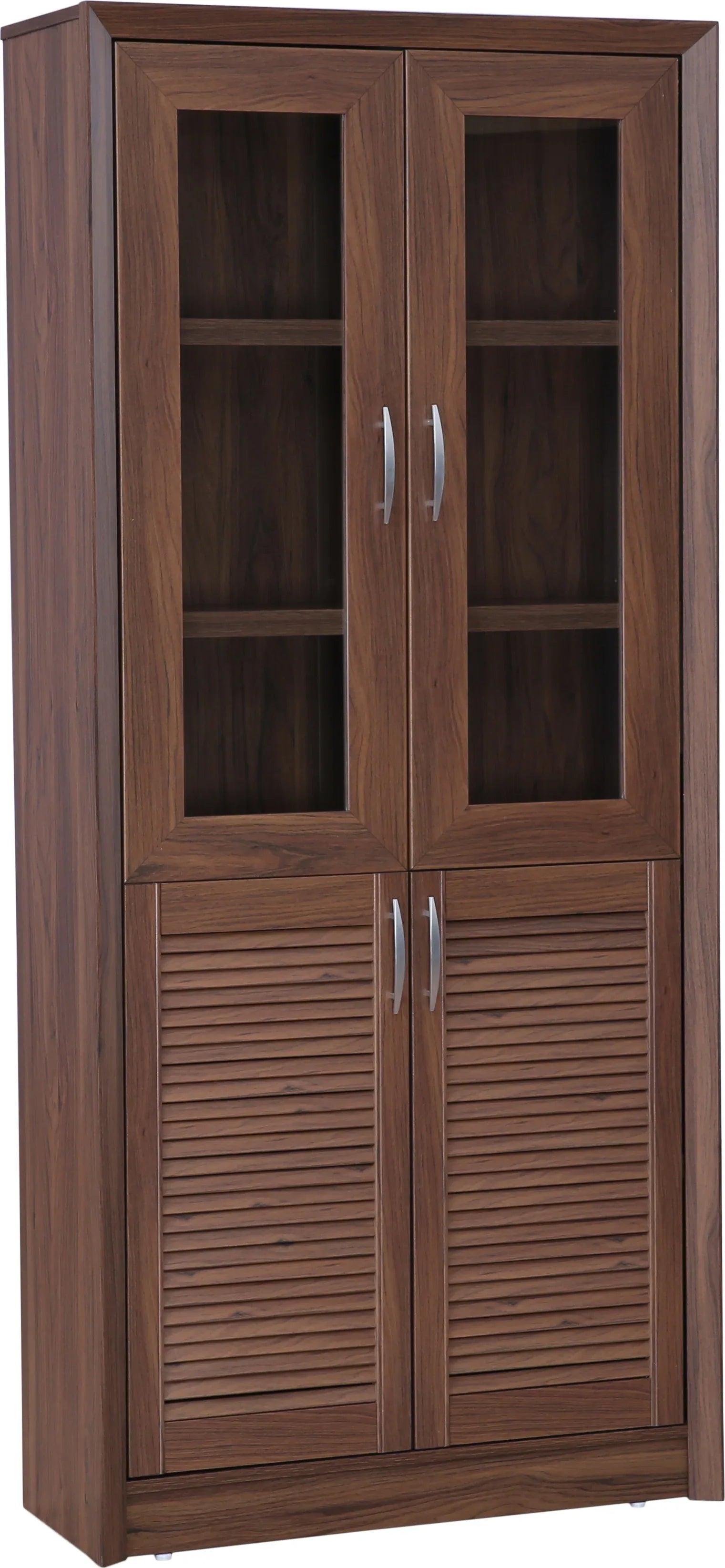 Stark Engineered Wood 4 door Book Case in Walnut Colour - HomeTown