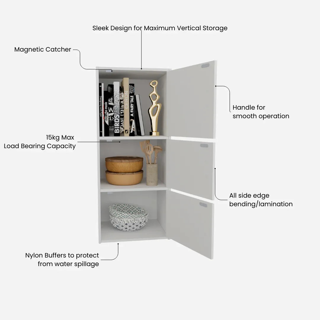 Albert Engineered Wood 3 Tier Cabinet in White Colour - HomeTown