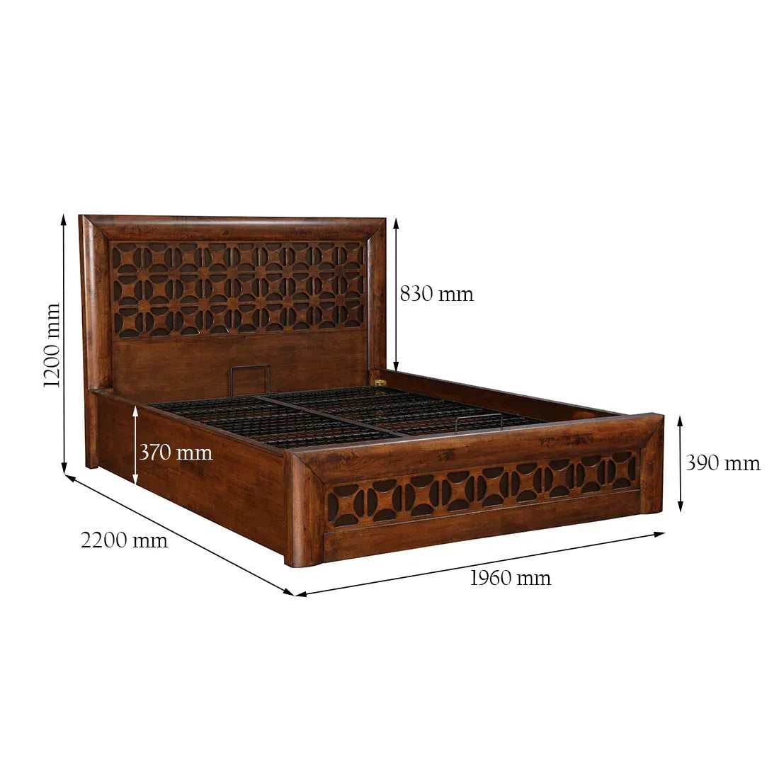 Casablanca Solidwood Bed with Hydraulic Storage in Premium Walnut Finish - HomeTown