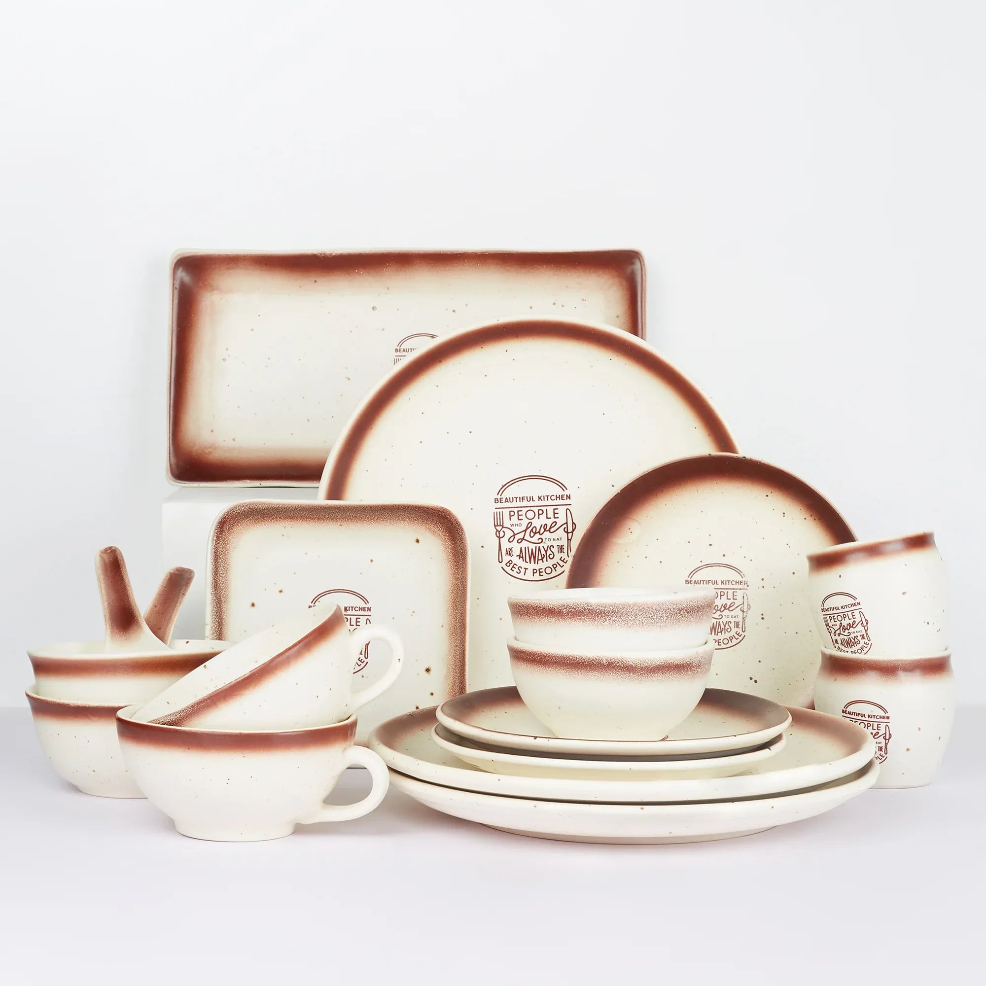 Beautiful Kitchen Studio Pottery Stoneware Condiment/Pickle Set of 3 in Beige Colour - HomeTown