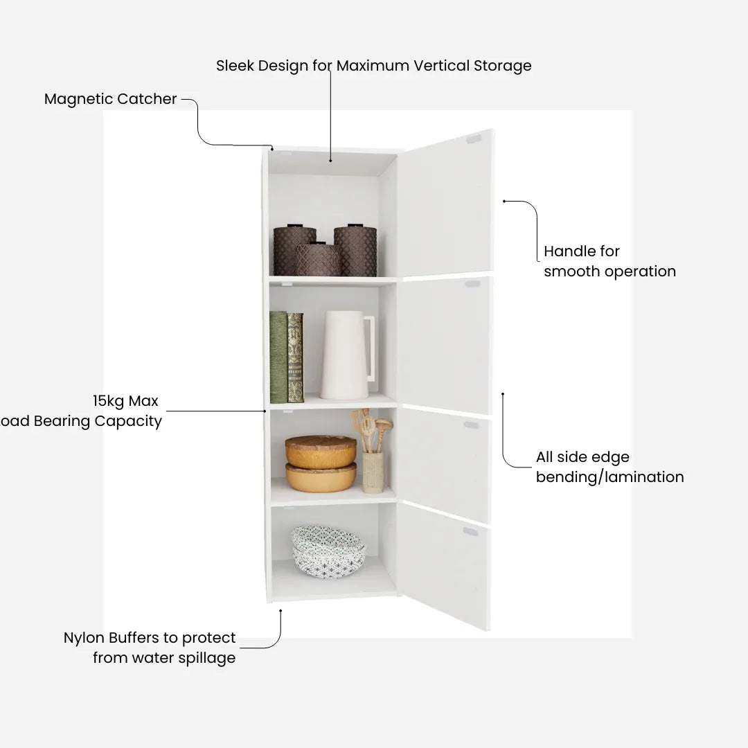 Albert Engineered Wood 4 Tier Cabinet in White Colour - HomeTown