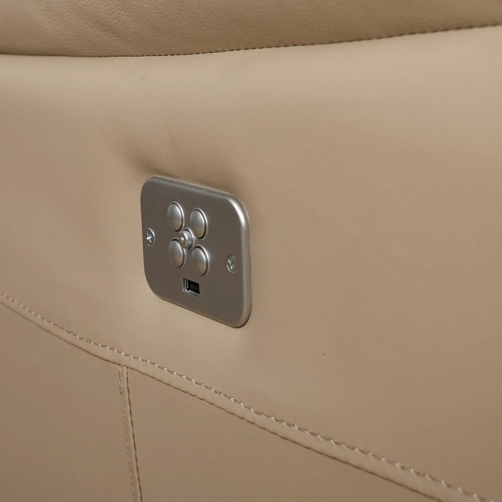 Plush Half Leather Three Seater Single Electric Recliner with Motion - HomeTown