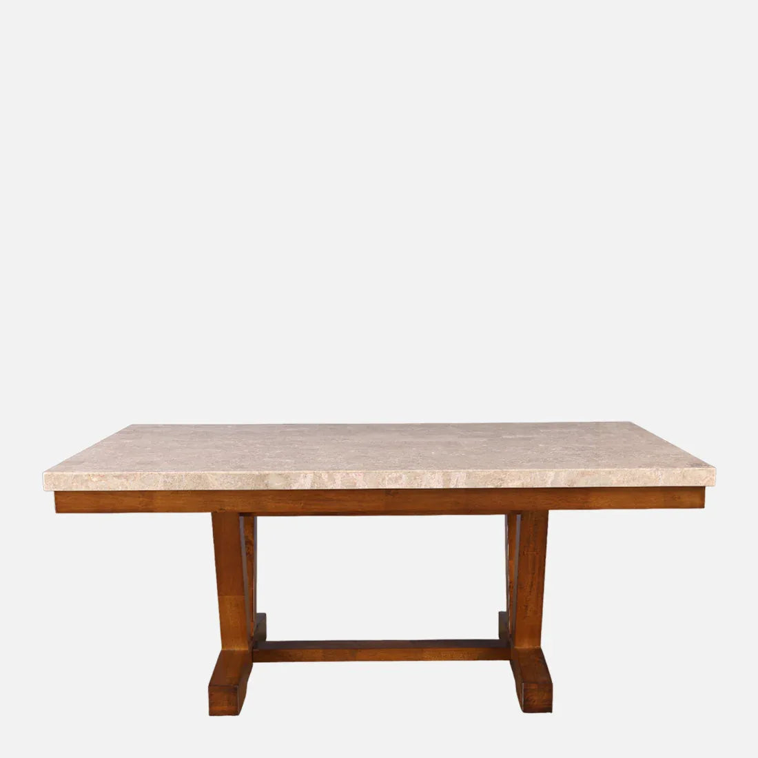 Florentine Marble Finish Six Seater Dining Set in Dark Walnut Colour - HomeTown