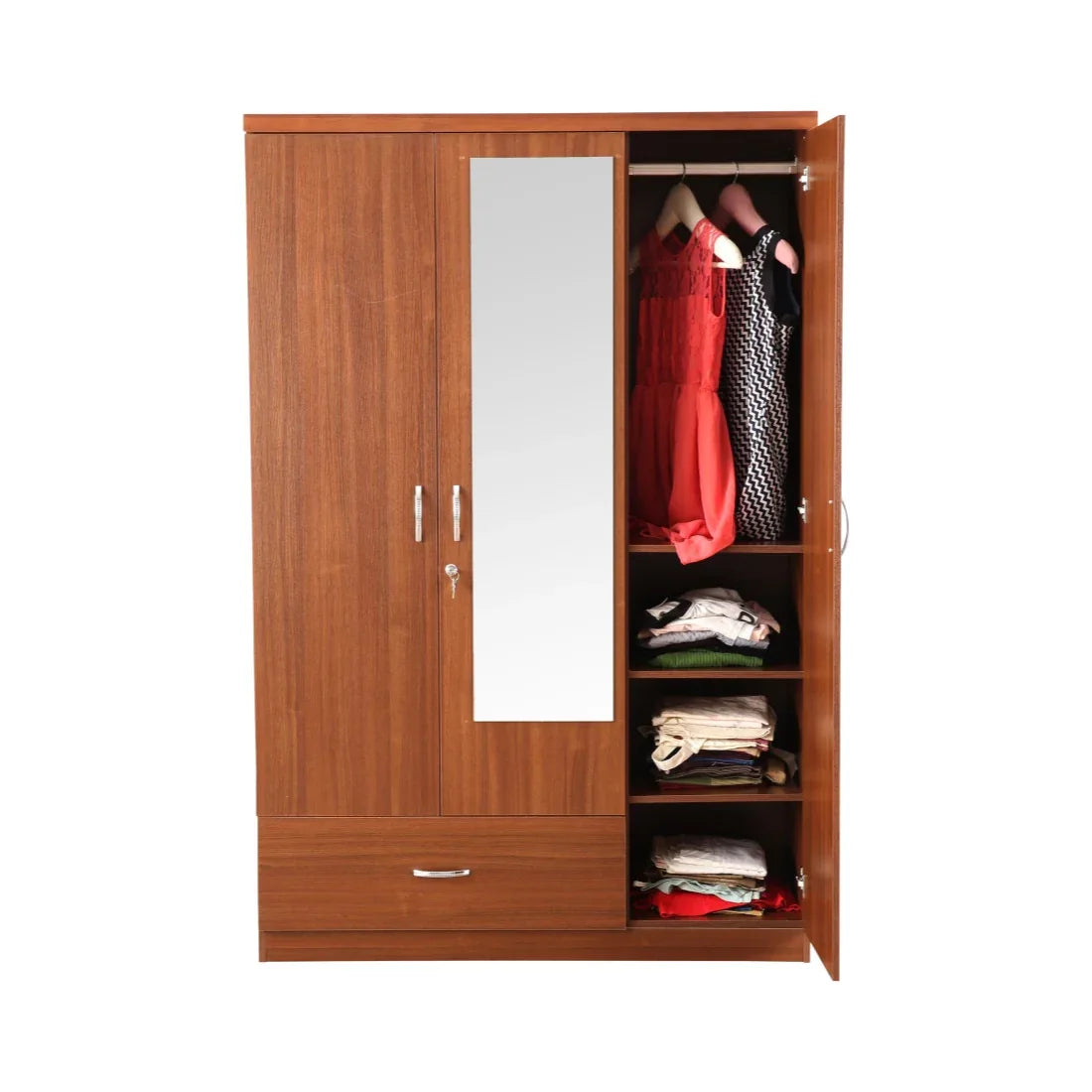 Ultima 3 door wardrobe in Walnut Finish - HomeTown