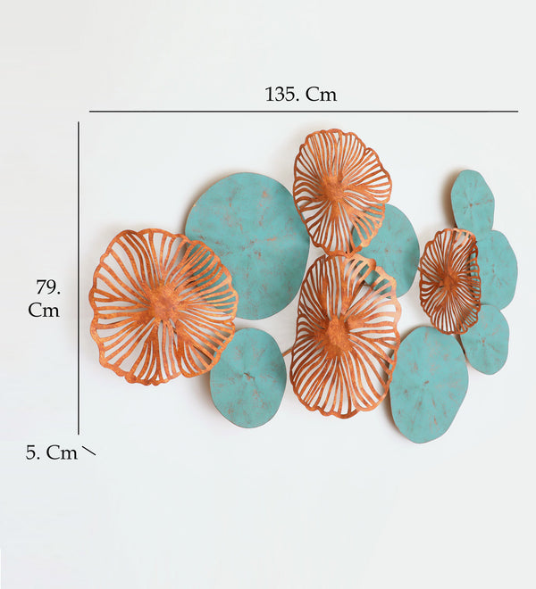 Vedas W Blue Flower Wall Decor LED dimensions