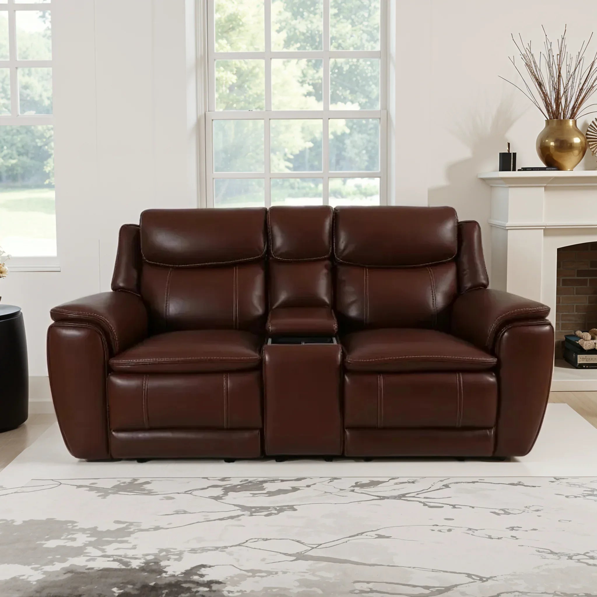 Nuvia Half Leather Electric Recliner - HomeTown