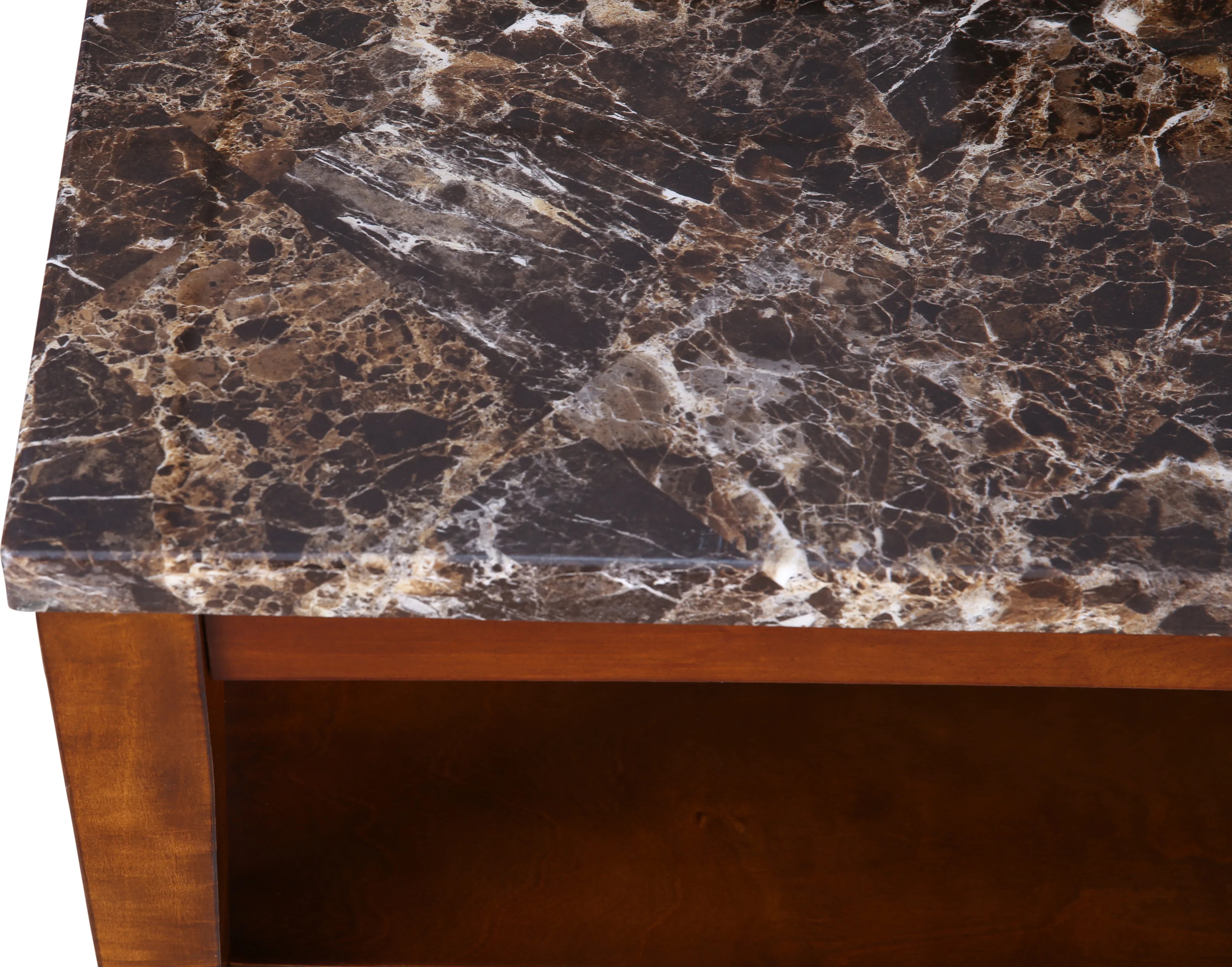 Eden Marble Finish Top Center Table in Brown Colour - HomeTown