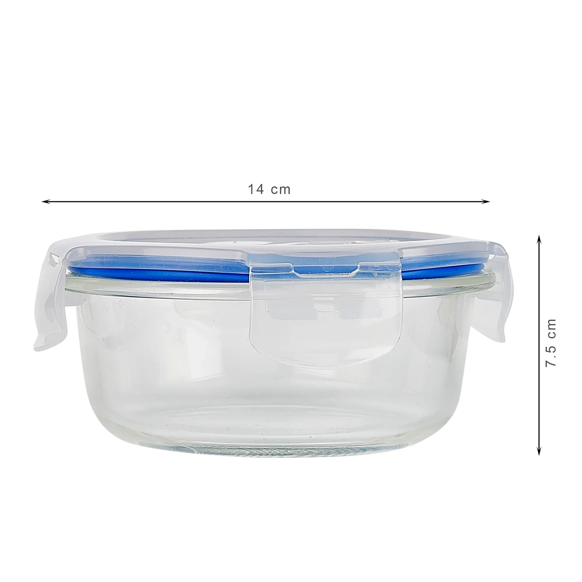 Boston Borosilicate Glass Microwave Safe Round Lunch box 400ml Set of 3 + Carry Bag in Blue Colour - HomeTown