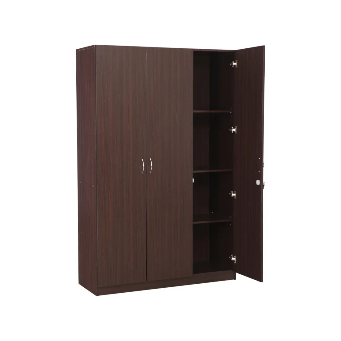 Willy Engineered Wood 3 door wardrobe in Walnut Finish - HomeTown