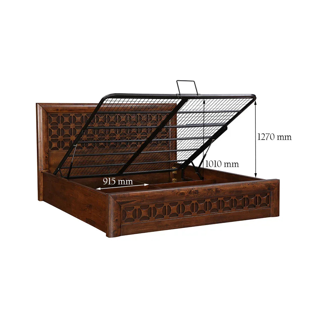 Casablanca Solidwood Bed with Hydraulic Storage in Premium Walnut Finish - HomeTown