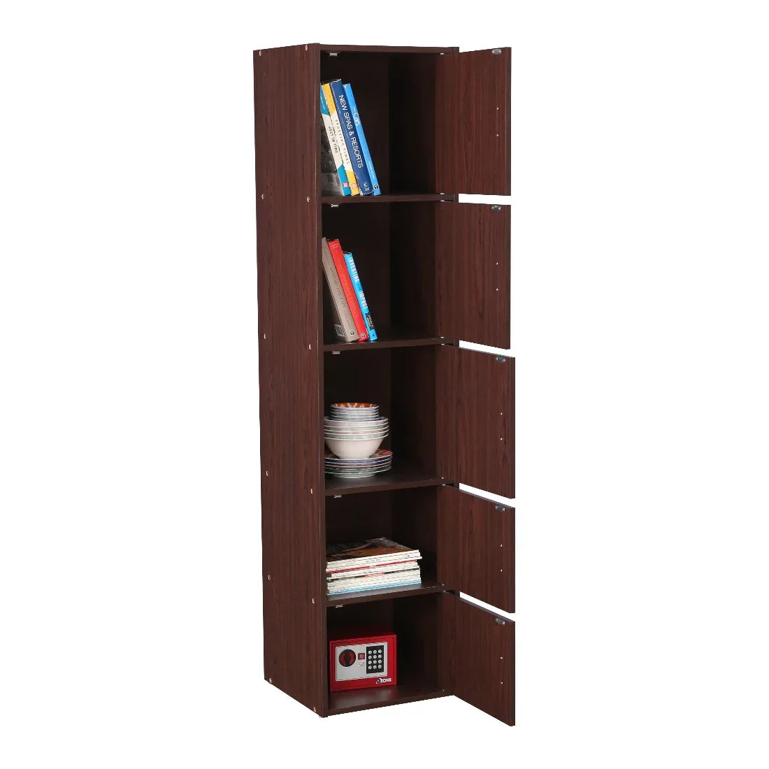 Albert Engineered Wood 5 Tier Cabinet in Cherry Brown Colour - HomeTown