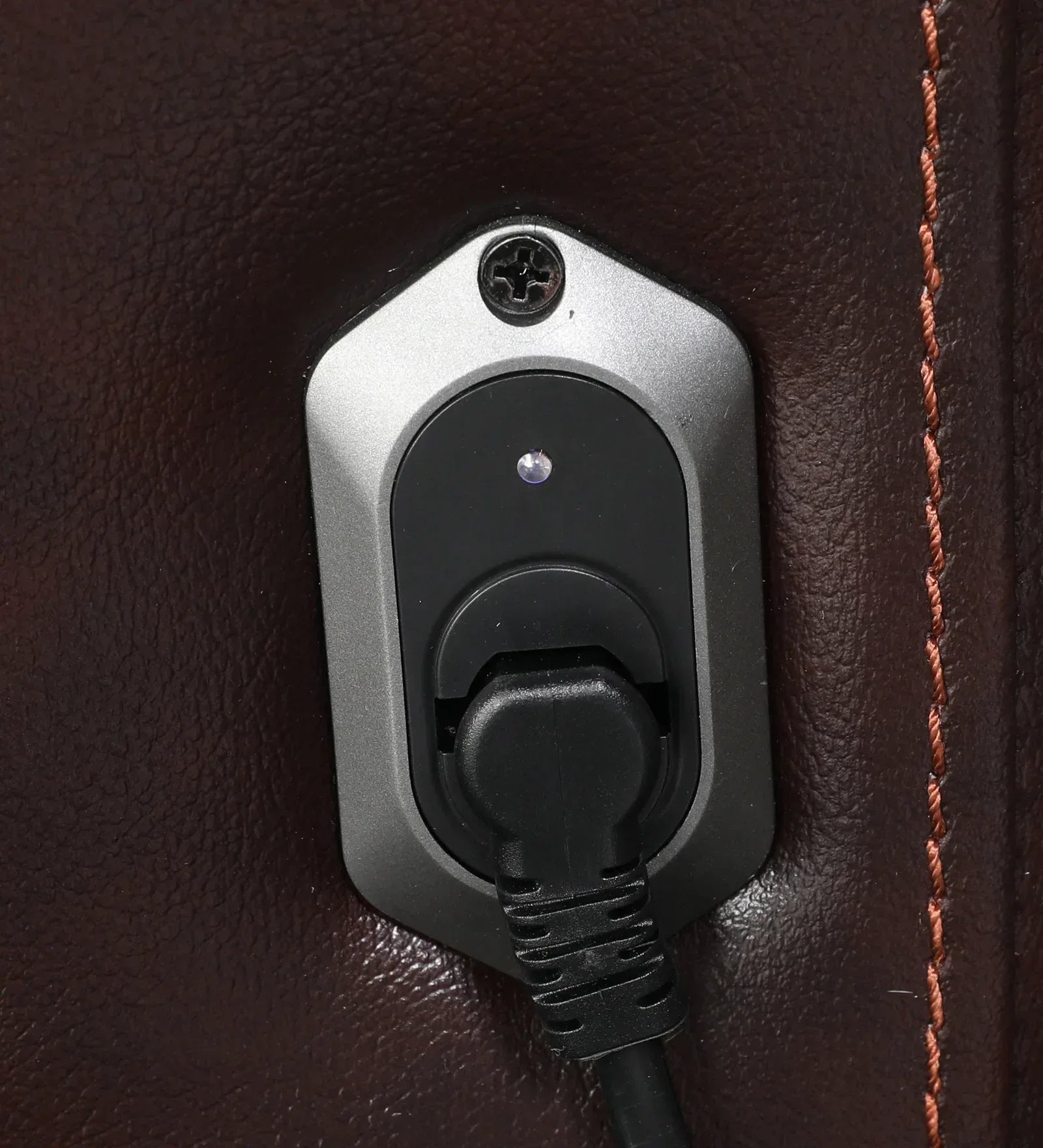 Rhine Half Leather Electric Recliner In Brown Colour - HomeTown