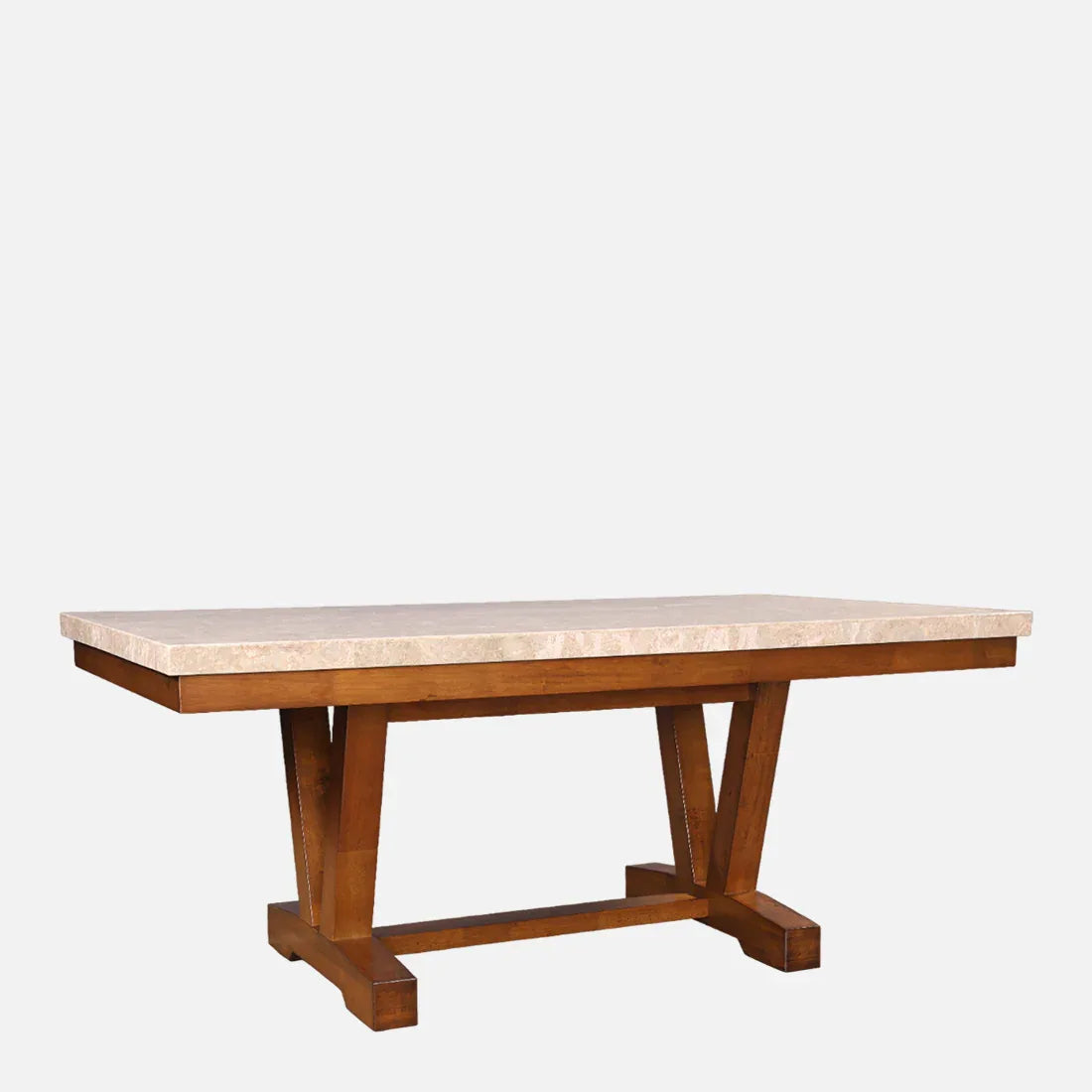 Florentine Marble Finish Six Seater Dining Set in Dark Walnut Colour - HomeTown