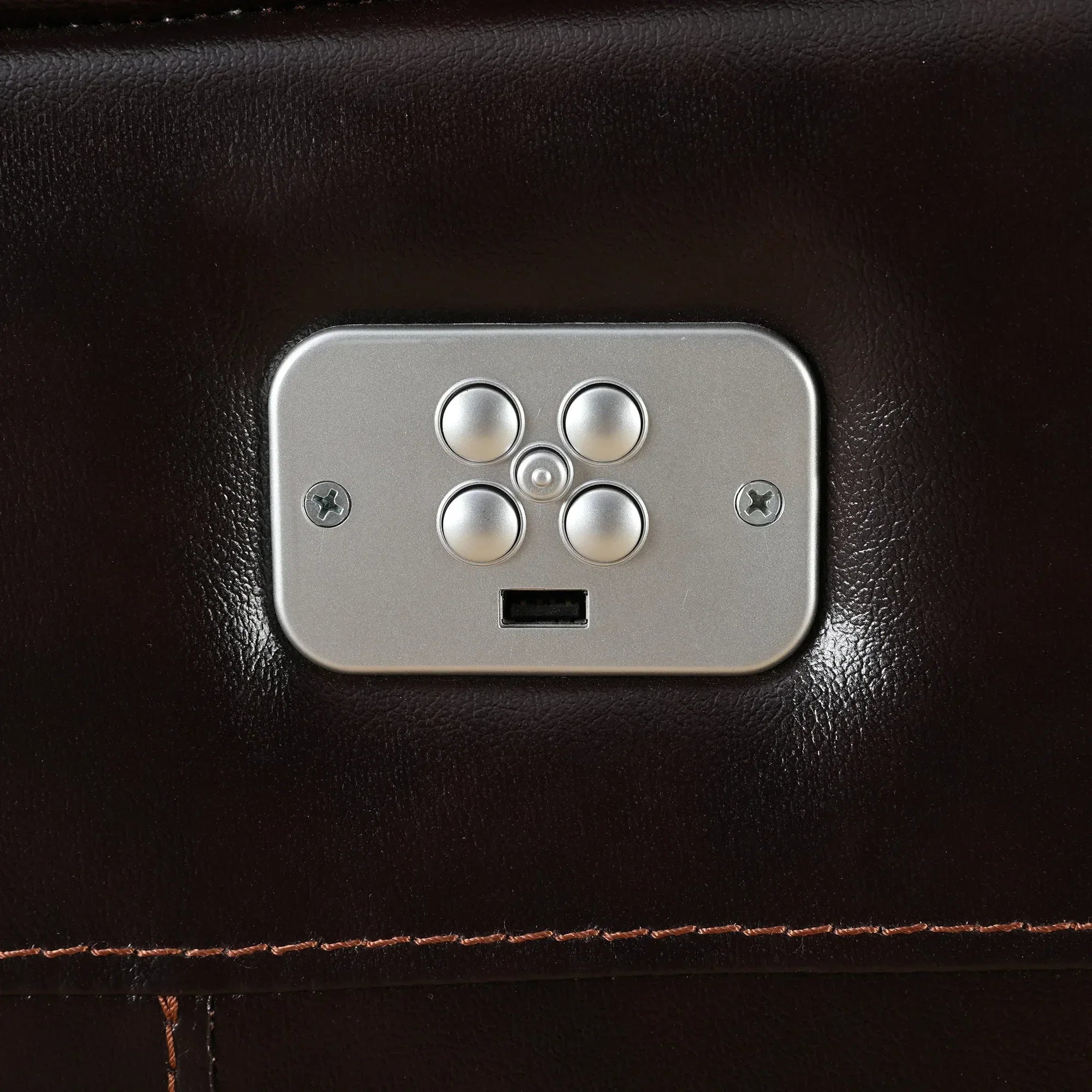 Plush Half Leather Three Seater Single Electric Recliner with Motion - HomeTown