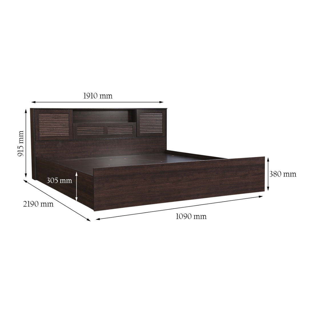 Bolton King bed with Hydraulic storage in Wenge Colour