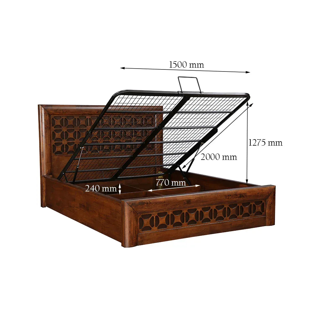 Casablanca Solidwood Bed with Hydraulic Storage in Premium Walnut Finish - HomeTown