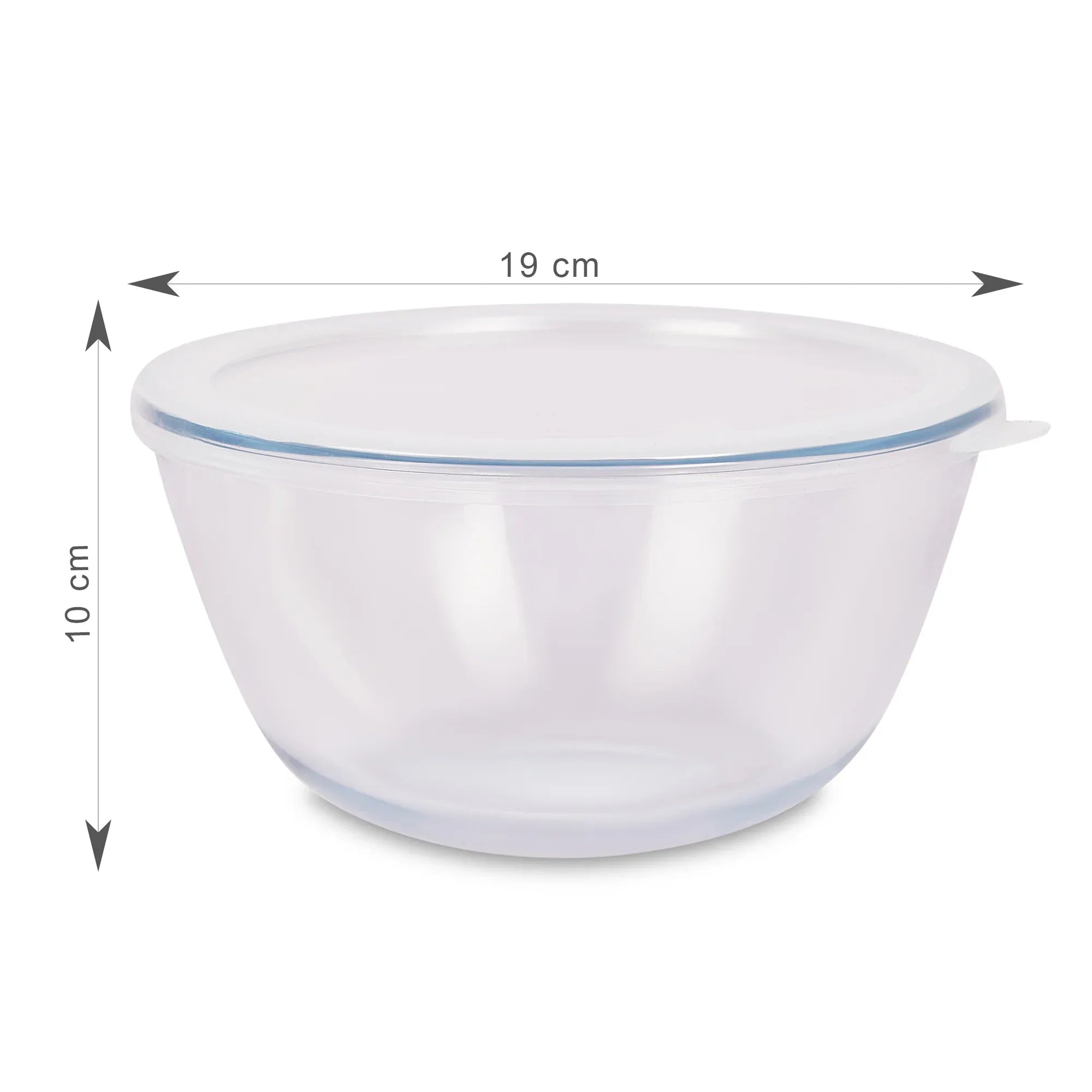 Fiesta Borosilicate Glass Mixing Bowl with Lid Set of 3 in Clear Colour - HomeTown