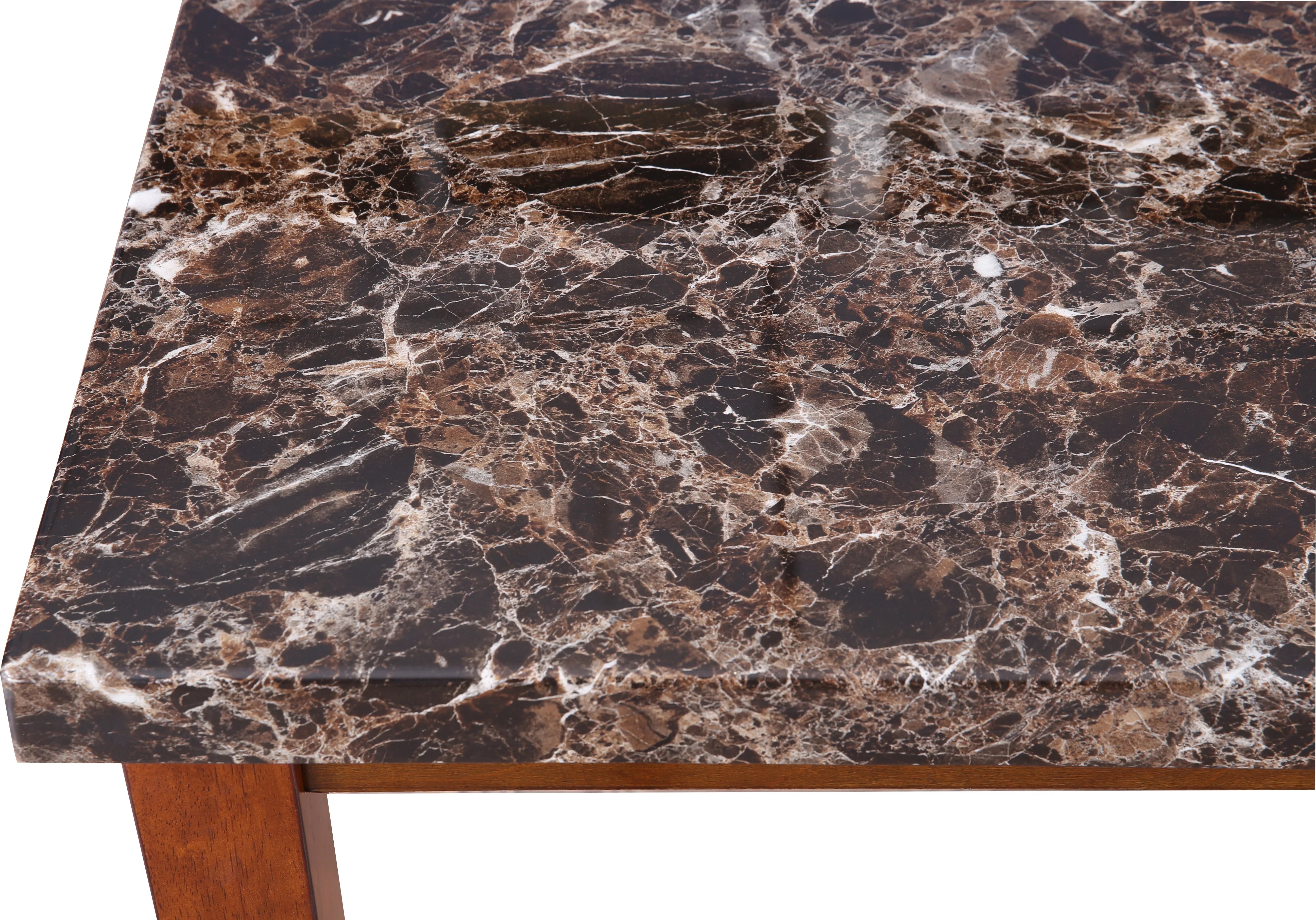 Eden Marble Finish Top 6 Seater Dining Set in Brown Colour - HomeTown