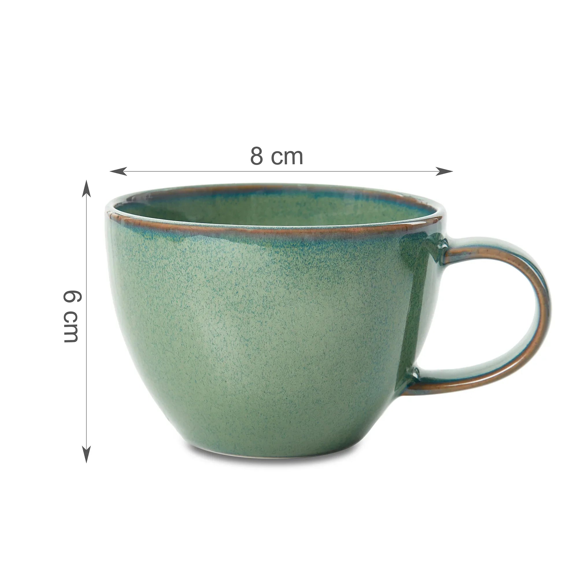 Hygge Studio Pottery Stoneware Cup & Saucer Set of 4 in Sage Green Colour - HomeTown