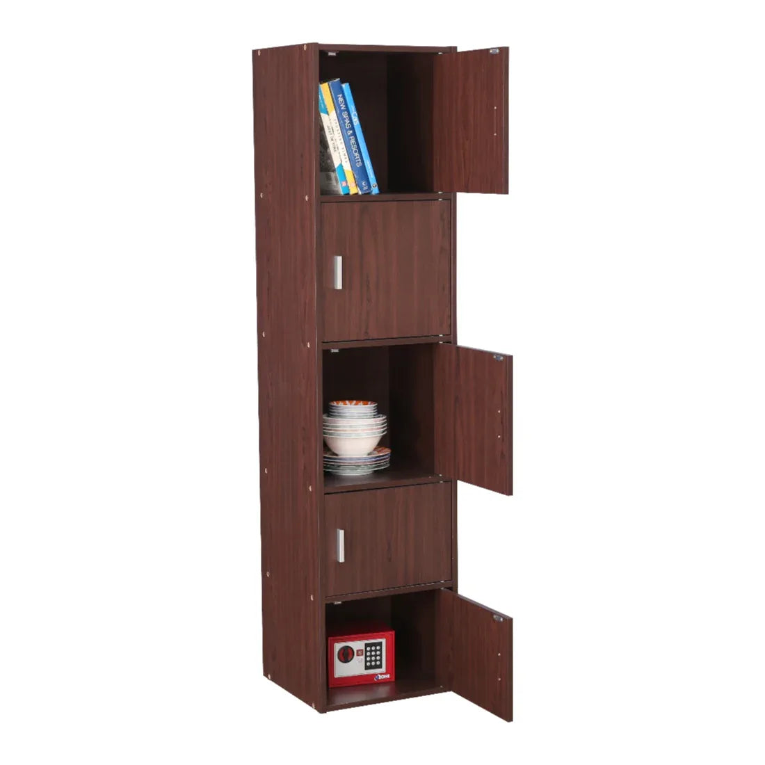 Albert Engineered Wood 5 Tier Cabinet in Cherry Brown Colour - HomeTown