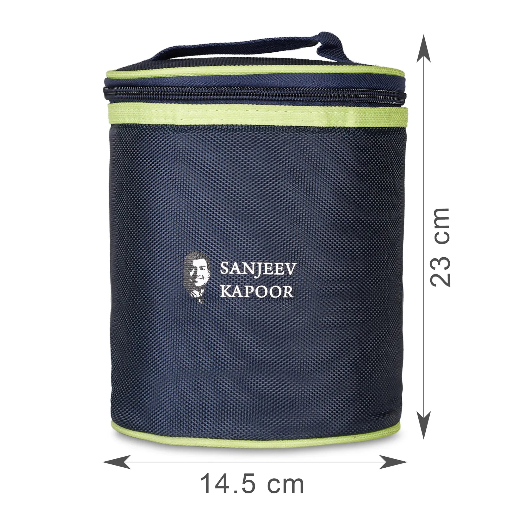 Boston Borosilicate Glass Microwave Safe Round Lunch box 400ml Set of 3 + Carry Bag in Blue Colour - HomeTown