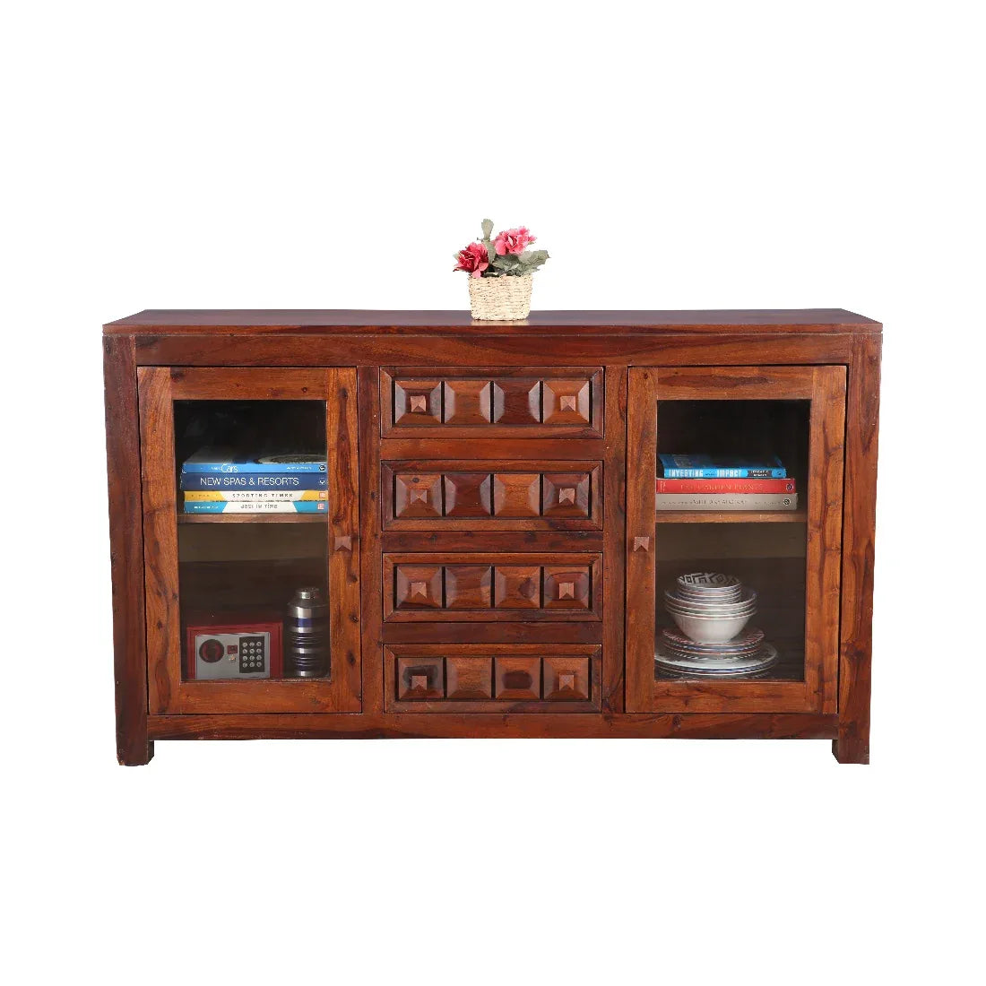 Woodrow Sheesham Wood(Rosewood) Storage Sideboard in Honey Colour - HomeTown
