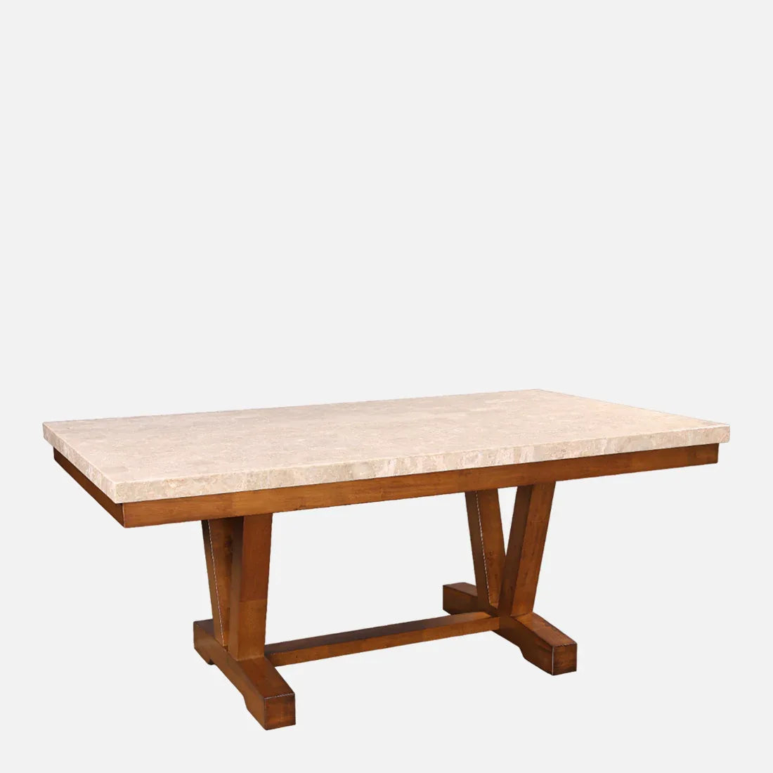 Florentine Marble Finish Six Seater Dining Set in Dark Walnut Colour - HomeTown