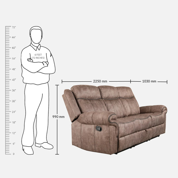 Enfield Fabric | 3 Seater Recliner | Brown dimensions
