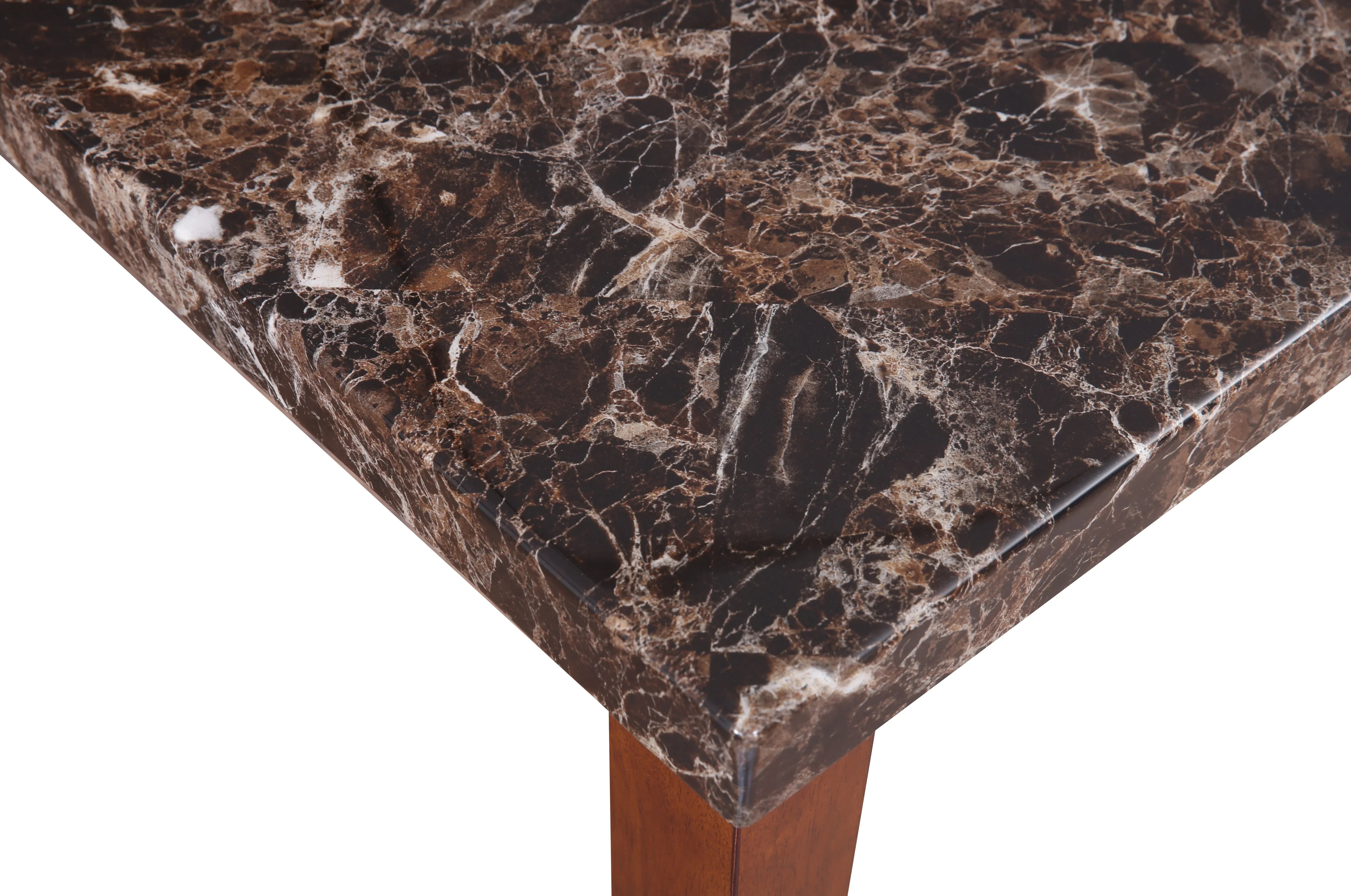 Eden Marble Finish Top 6 Seater Dining Set in Brown Colour - HomeTown