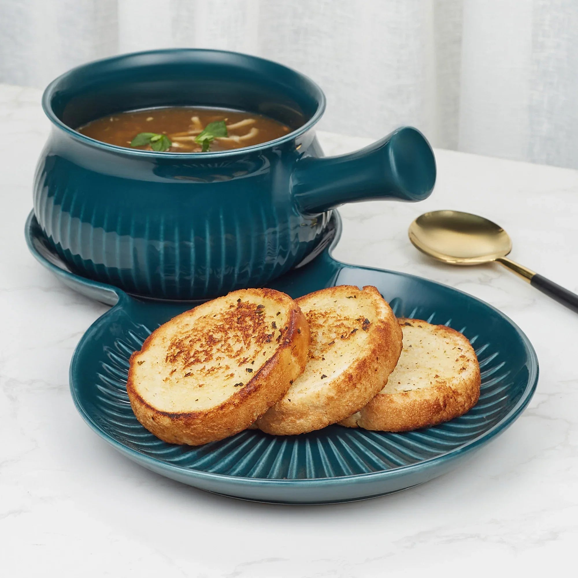 Ace Ceramic Soup Cup & Serving Platter Combo in Assorted Colour - HomeTown